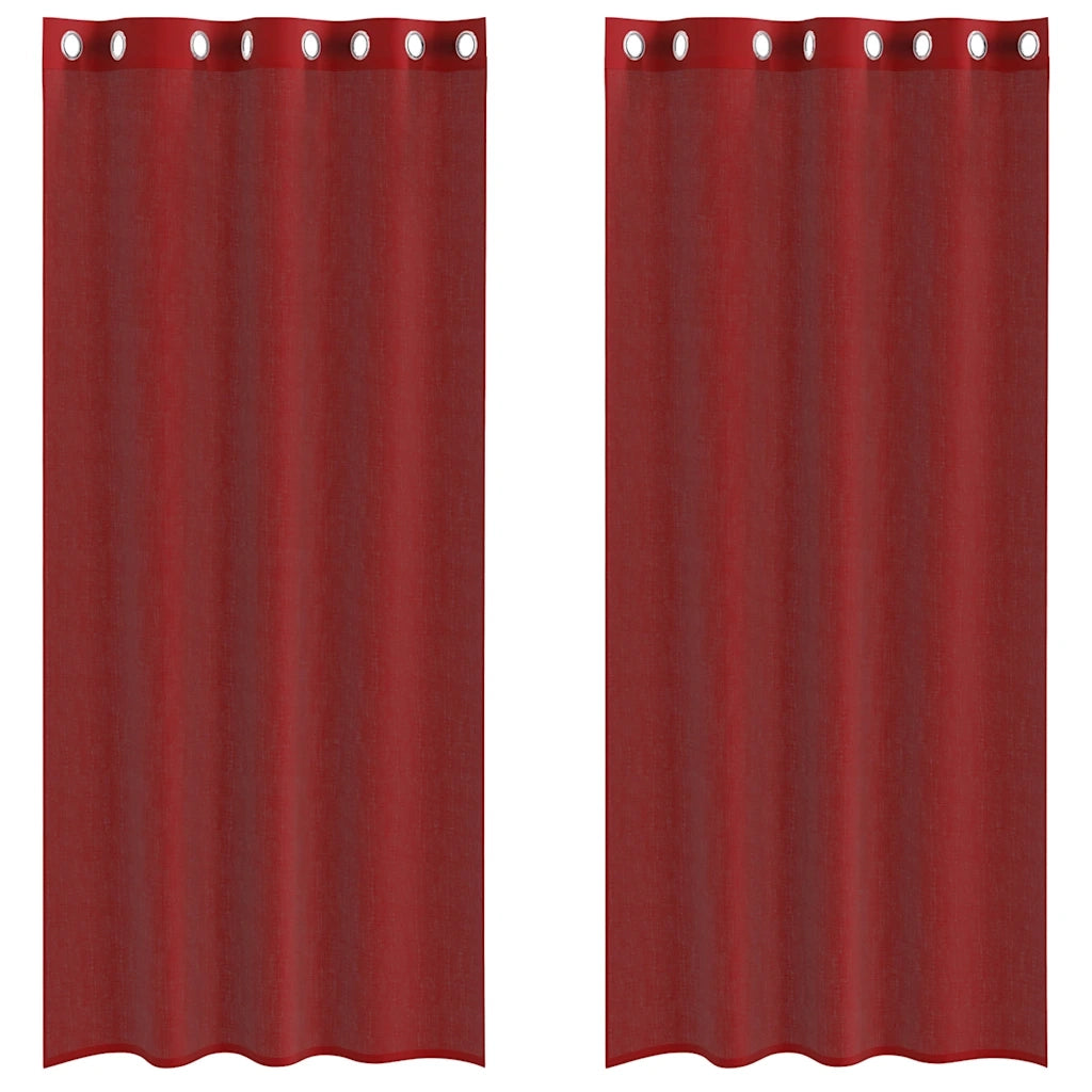 Tende in Voile con Occhielli 2 pz Rosso Vino 4102158