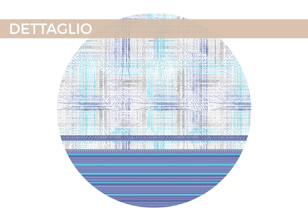 Completo Lenzuola Letto 100% Cotone Made Italy Disegno Astra CN - Matrimoniale - Azzurro