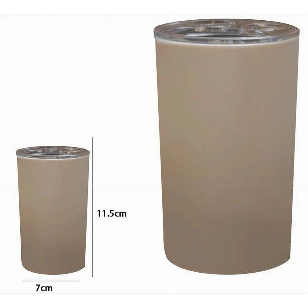 Trade Shop - Portaspazzolini Bicchiere Dentifricio Accessori Arredo Bagno Tortora 3 Fori 79190 -