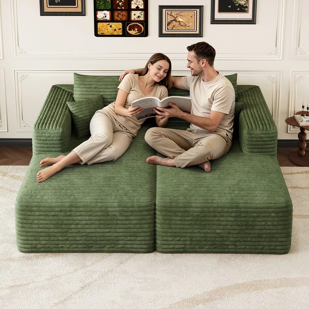 Divano letto in velluto a coste ¨C Minimal ¨C Verde 180x151 cm