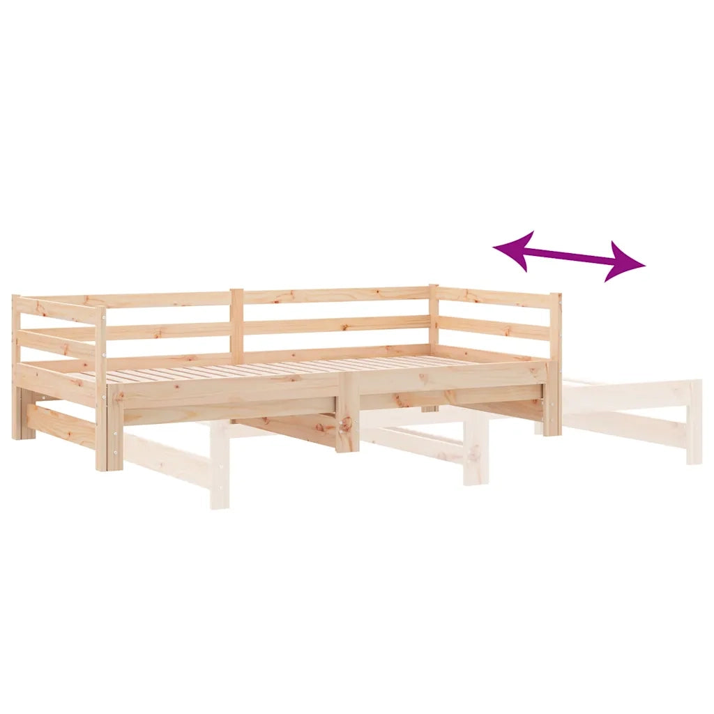 Divano Letto Estraibile-Sofa Letto-Daybed in Legno Massello di Pino 2x(90x200) cm