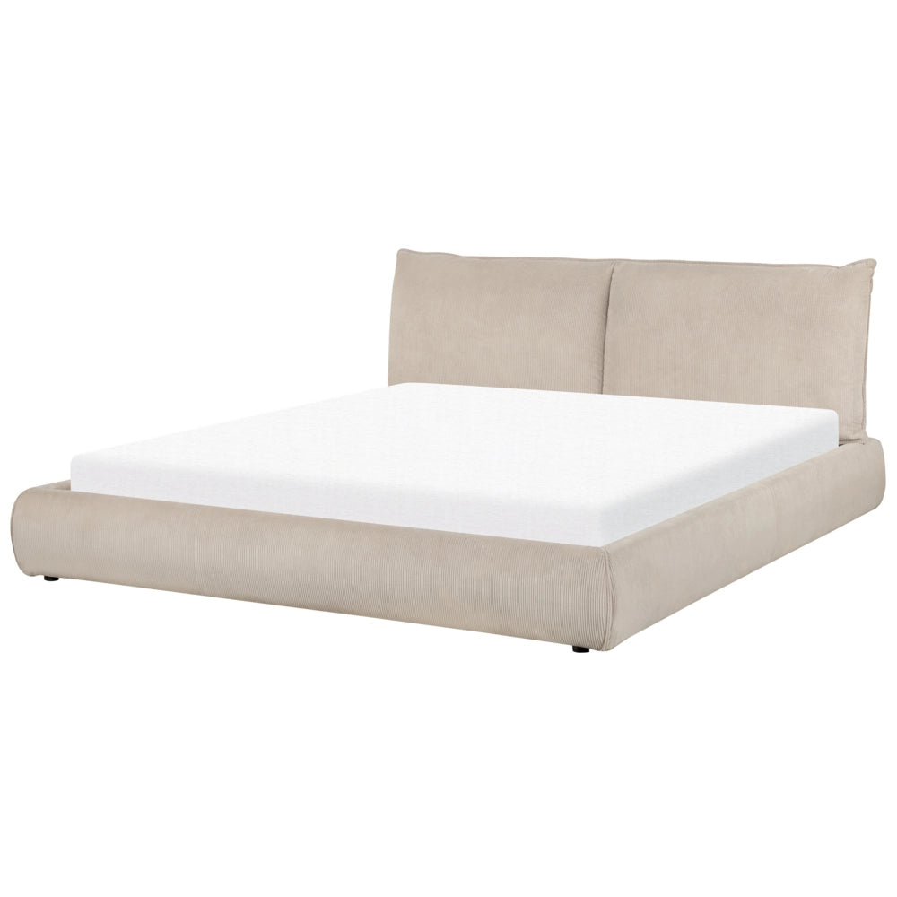 Letto matrimoniale velluto a coste tortora con base a doghe e testiera imbottita 180x200 cm stile classico camera da letto