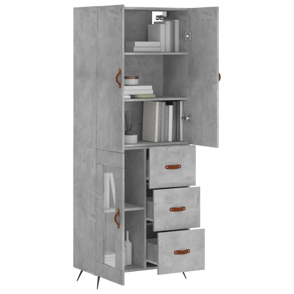 Credenza-Buffet-Armadio da cucina Grigio Cemento 69,5x34x180 cm in Legno Multistrato 312411