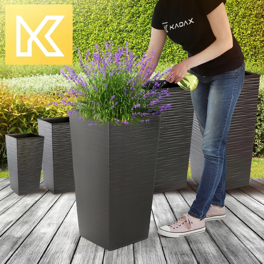 Vaso da fiori KADAX con inserto e coprivaso, alto, colore grafite, 34x68 cm.
