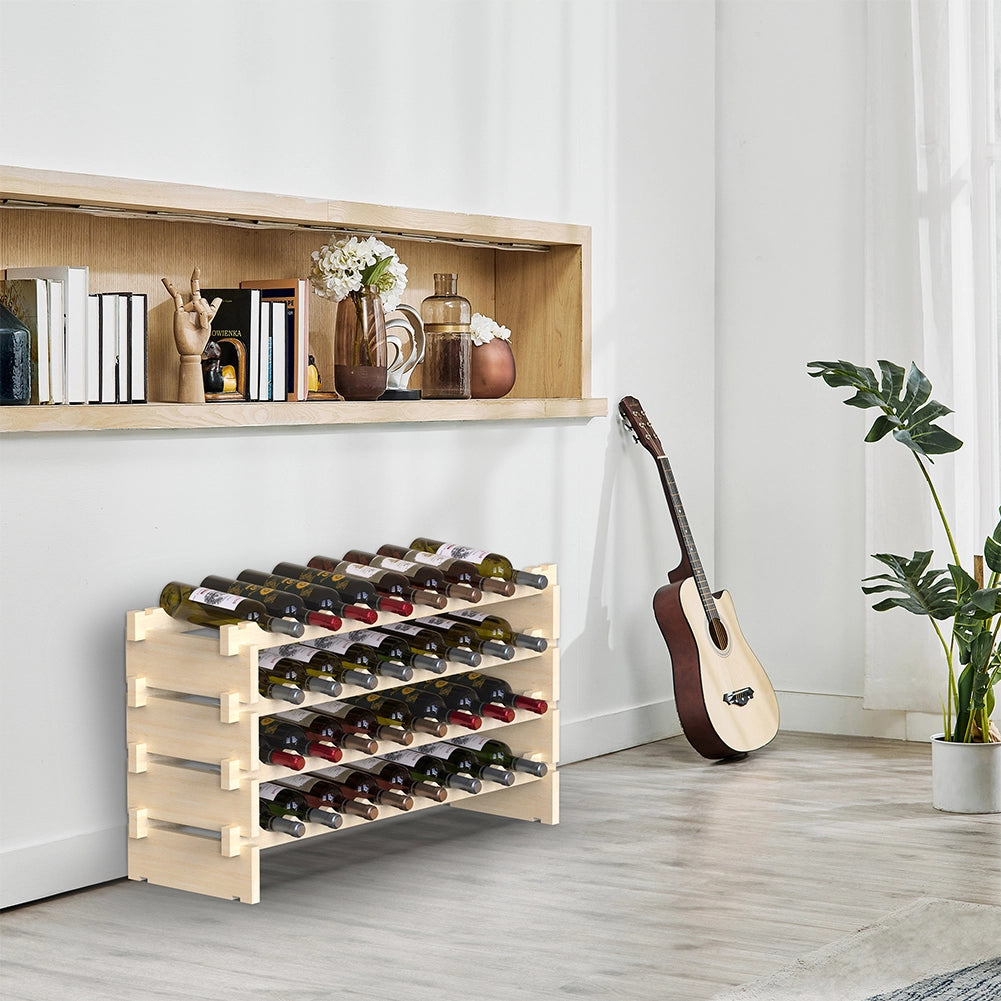 Cantinetta Portavino in Legno Naturale con 32 Scomparti Vino Bar Portabottiglie