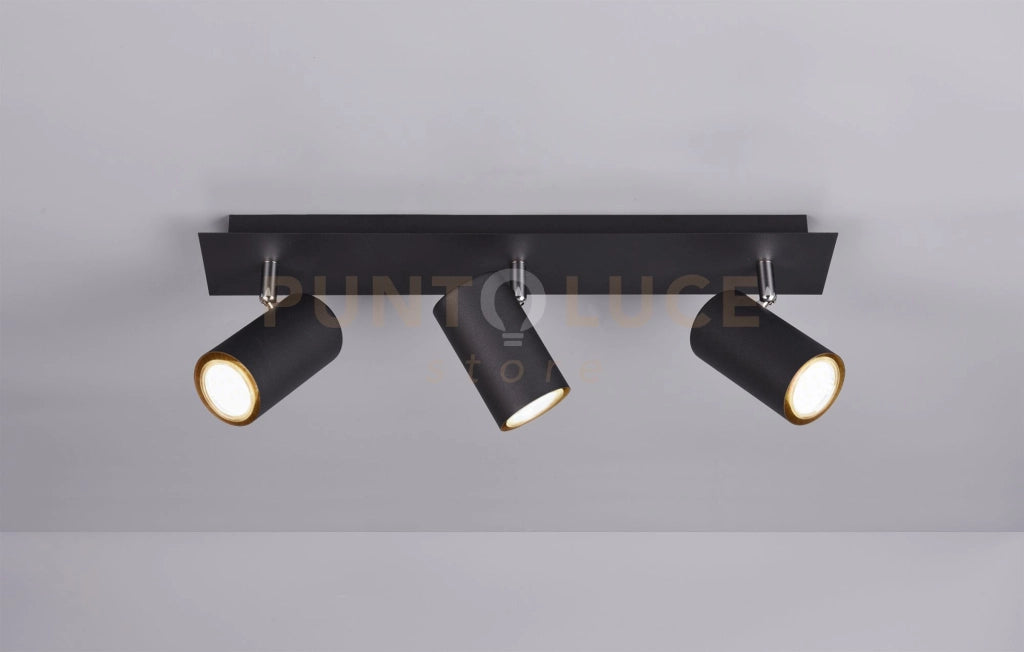 MARLEY BARRA 3 SPOTS CILINDRI  NERO CM48 3 LUCI ATTACCO GU10