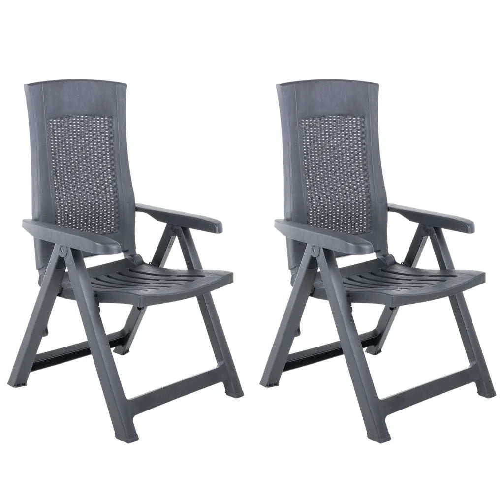 Sedie da Giardino Reclinabili 2 pz in Plastica Antracite cod mxl 12078