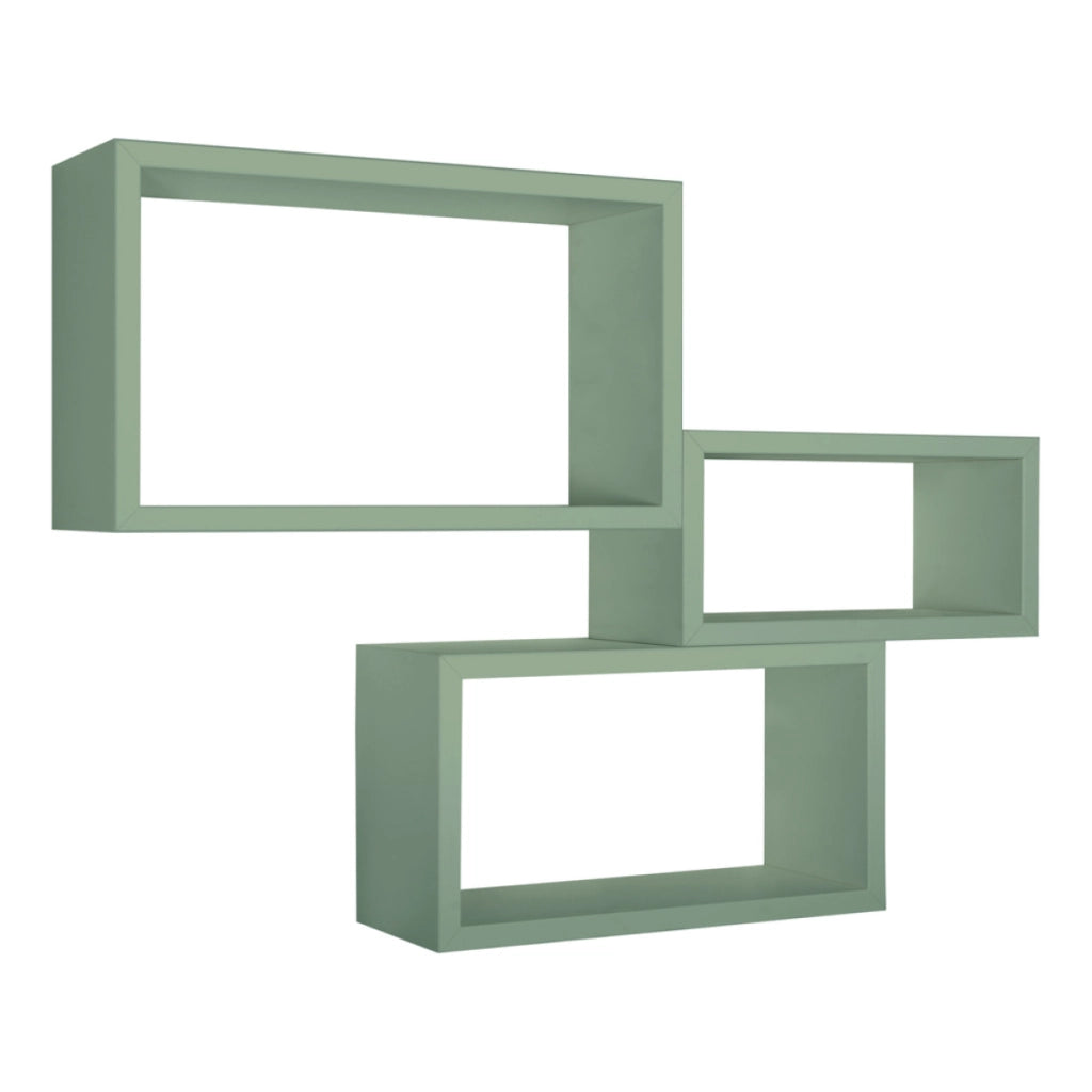 Set di 3 Mensole da Muro Modello TRITTCO. Misure 15.5x45.0x27.0 cm. fInitura  VERDE ACQUA MARINA - MADE IN ITALY