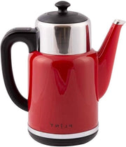 Caffettiera elettrica senza cavo 1500W, capacità 1,7 litri, doppio strato, rosso, riscaldamento rapido, protezione BPA gratuita, protezione asciugatura, base anti-slip 360°.