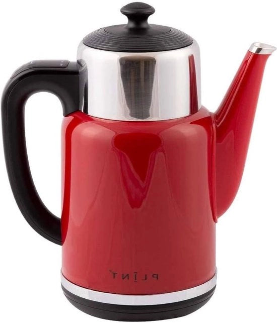 Caffettiera elettrica senza cavo 1500W, capacità 1,7 litri, doppio strato, rosso, riscaldamento rapido, protezione BPA gratuita, protezione asciugatura, base anti-slip 360°.
