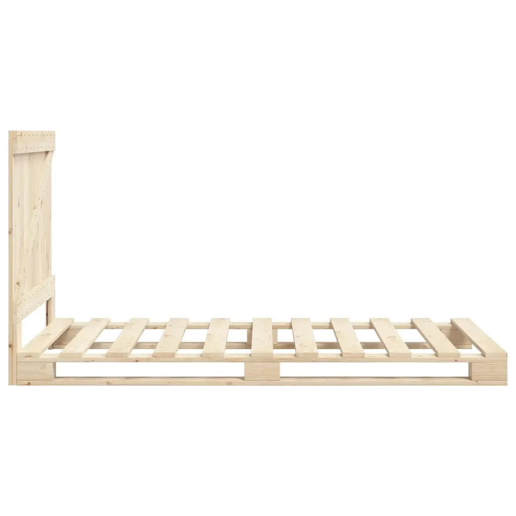 Letto singolo | Letto per adulti | Giroletto con Testiera 90x200 cm in Legno Massello di Pino
