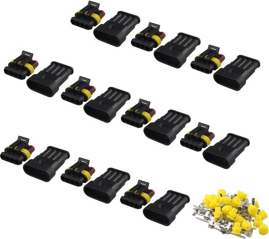 Kit di connettori elettrici a 4 pin superisolanti acqua resistenti IP67 a 10 pezzi per motocicletta, scooter, auto, camion, quad bike, caravan, imbarcazioni, jet ski