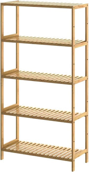 Scaffale Bagno Bamboo 5 Ripiani Altezza Regolabile 130x60x26 cm Mobile Cucina Libreria in Legno Organizer Studio
