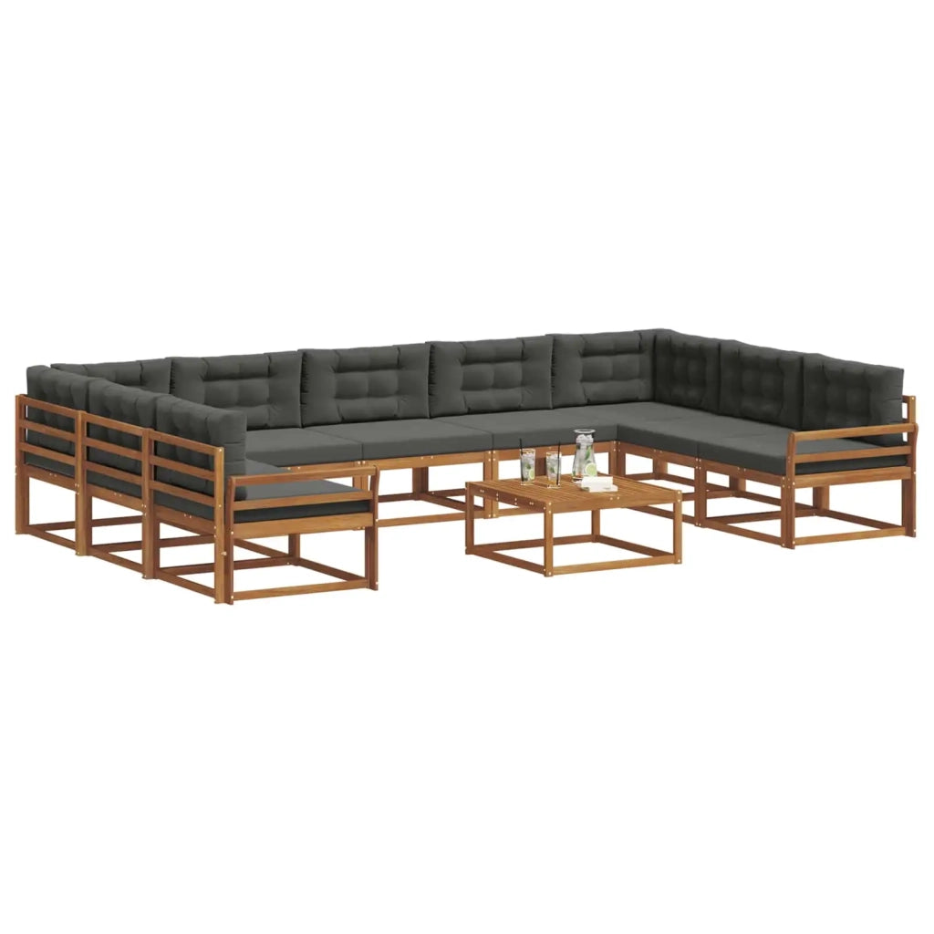Set di divani da esterno 10 pcs Naturale e Antracite 3368205