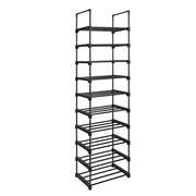 Scarpiera a 10 ripiani versatile unità di stoccaggio struttura in ferro personalizzabile salvaspazio per corridoio soggiorno camera da letto 45 x 30 x 174 cm nero 12_0005461
