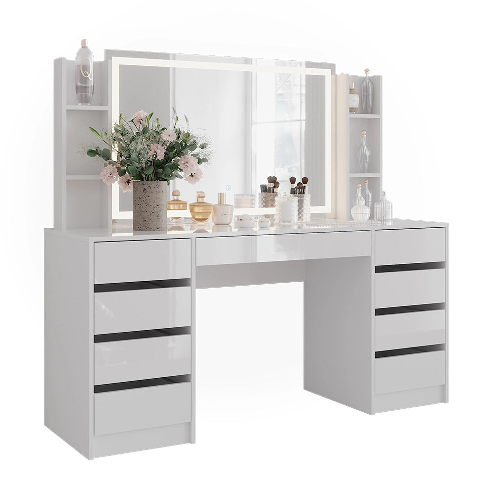 Vicco Tavolo da toeletta Bianco/bianco lucido 158.2 cm 4 parti