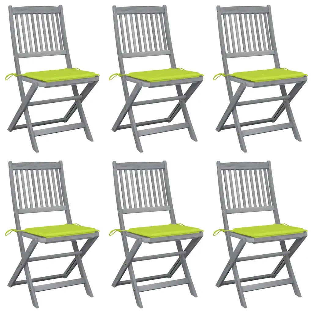 Sedie da Giardino Pieghevoli 6pz con Cuscini in Massello Acacia cod mxl 76125