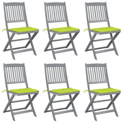Sedie da Giardino Pieghevoli 6pz con Cuscini in Massello Acacia cod mxl 76125