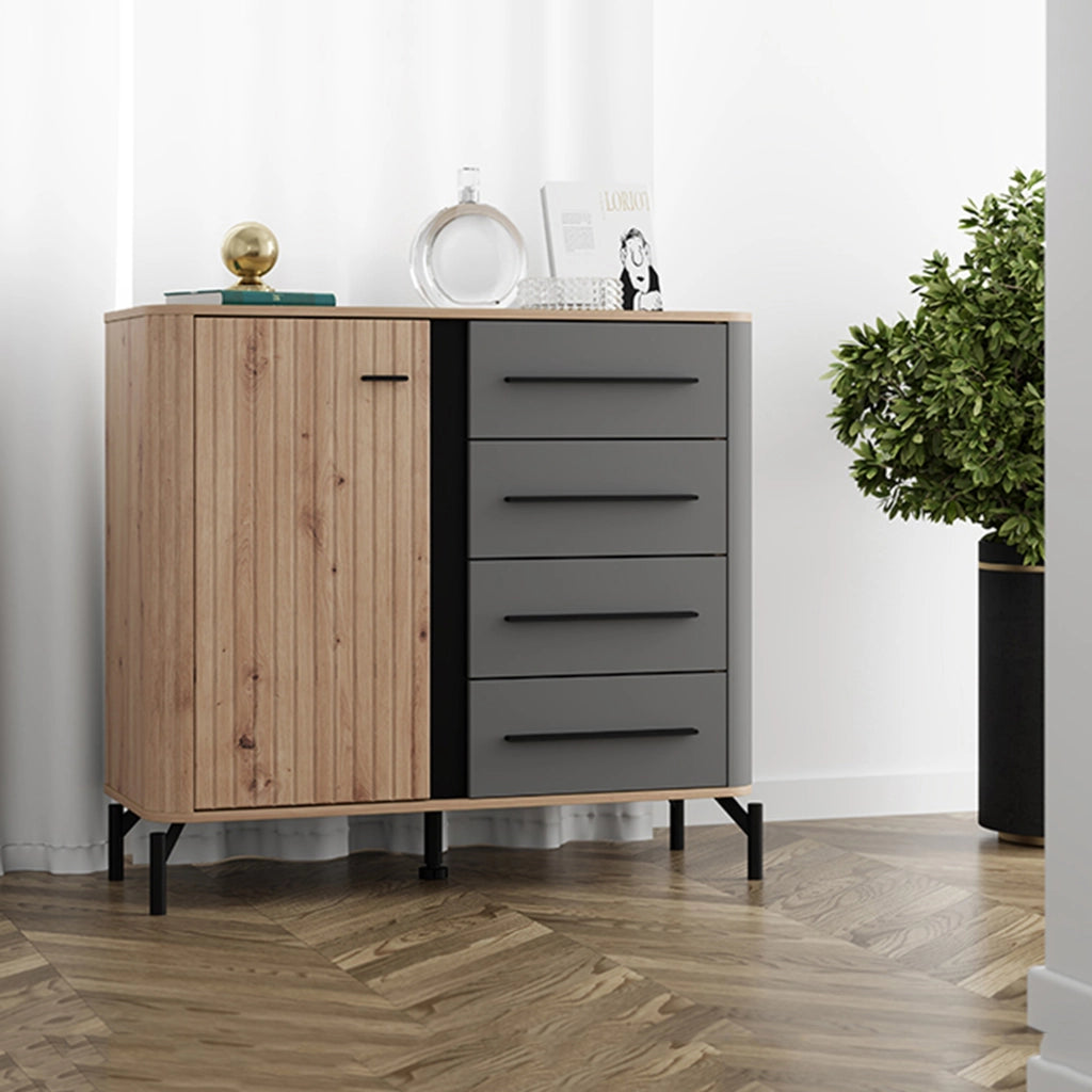 Madia Carmel, Credenza 2 Ripiani, 103x40x94h cm Marrone Rovere Nodi