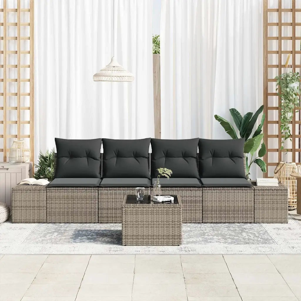 Set di divani con cuscino con cuscino 5 pcs Grigio polyrattan 3346929