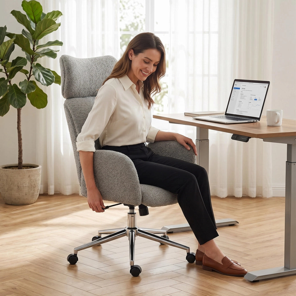 Sedia da ufficio ergonomica con poggiatesta regolabile ¨C zephmum ¨C Grigio scuro