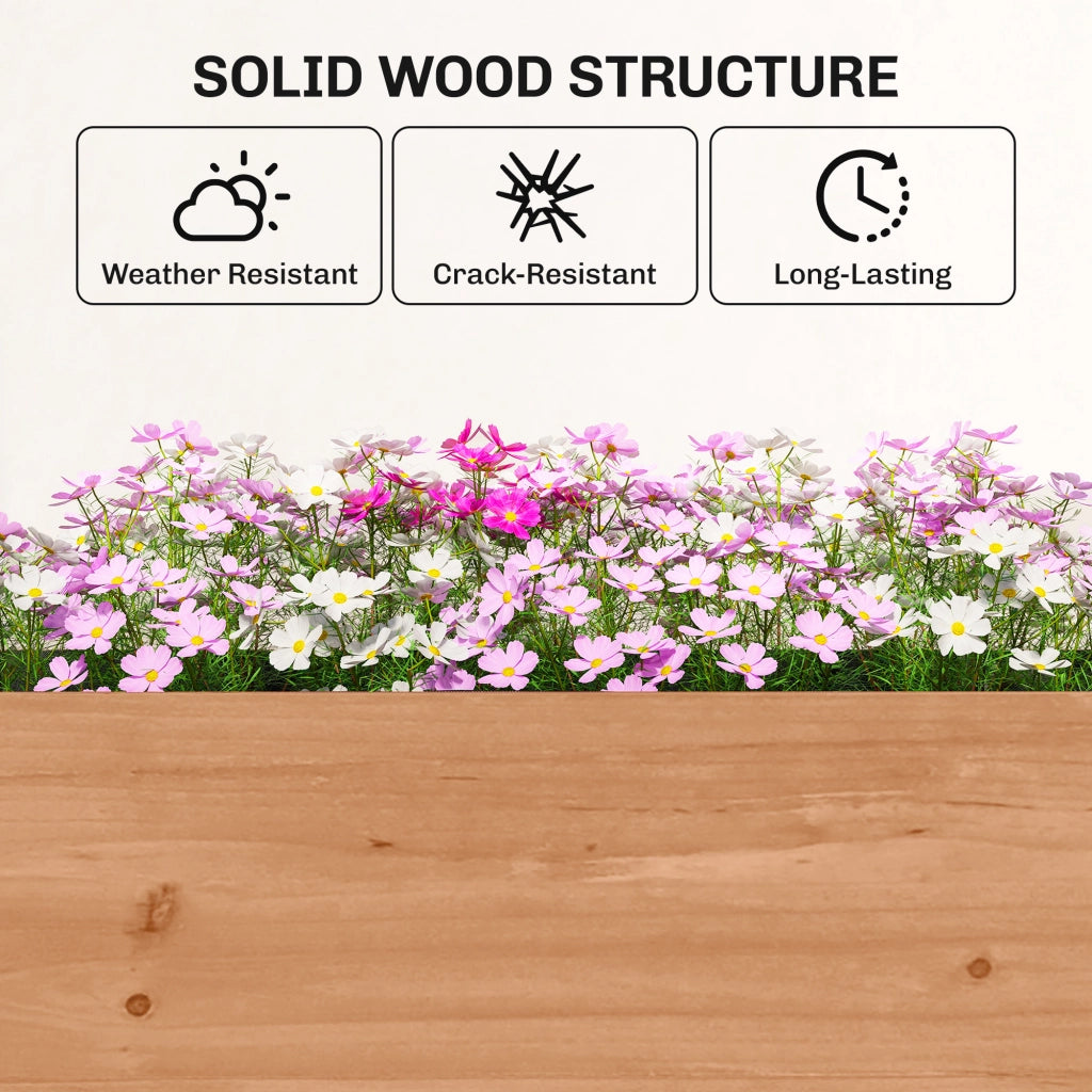Letto da Giardino Rialzato Fioriera Verticale per Fiori o Orto con Drenaggio e Rivestimento in Legno Naturale