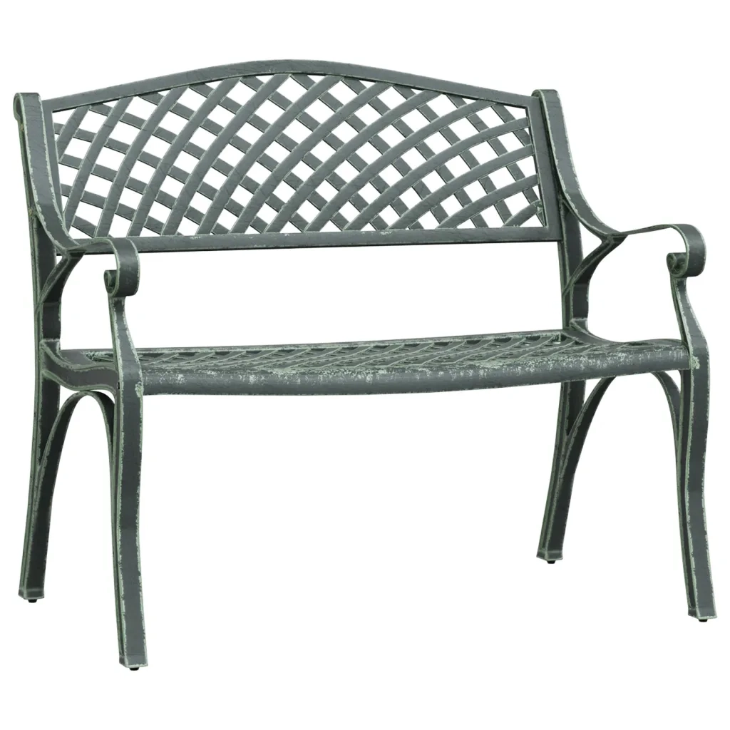 Panchina da Giardino 102 cm in Alluminio Pressofuso Verde 317745