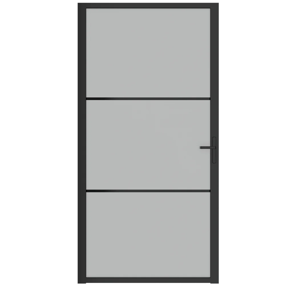 Porta Interna 102,5x201,5 cm Nero Opaco in Vetro e Alluminio 350555