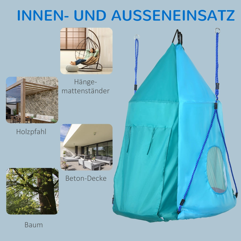 Altalena Nido con Tenda ¨C zephmum ¨C Blu Verde, ?100 cm, 150 kg