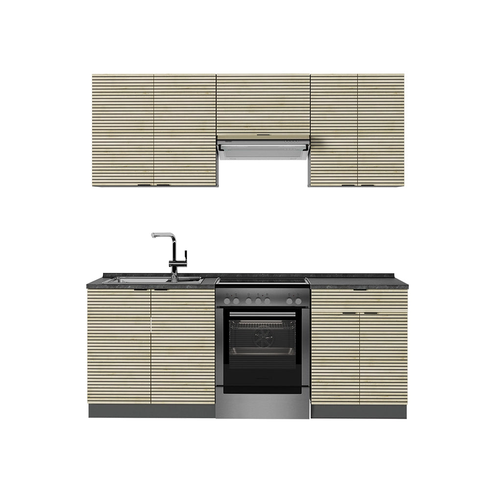 Cucina componibile Fame-Line Pannello in quercia/Antracite 200 cm, PL Antracite Vicco