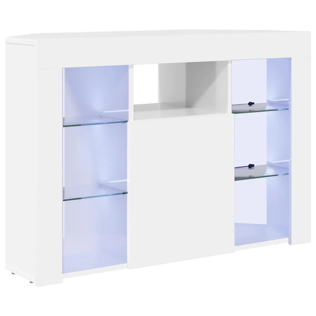 Mobile TV LED-Credenza per TV con LED-Console TV Angolare Bianco ad Alto Lucido 104 x 40 x 68 cm