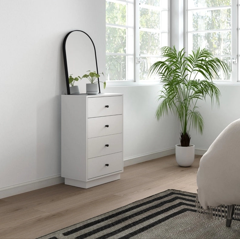 Cassettiera moderna con 4 cassetti 47 x 29 x 75 cm bianca