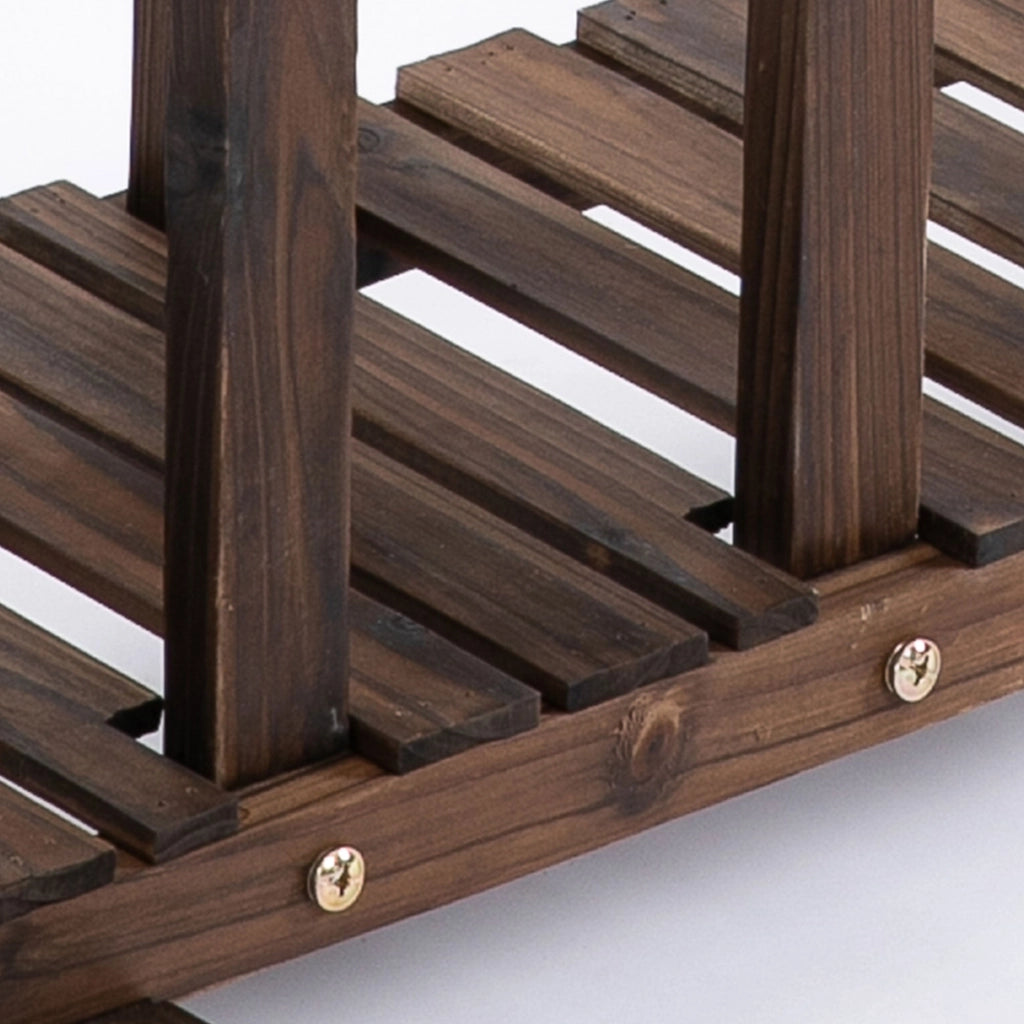 Scaffale Portavasi 4 Livelli 123,5x33x80 cm in Legno Carbonizzato