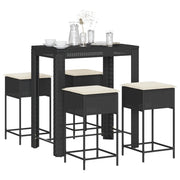 Set Bar da Giardino 5 pz con Cuscini in Polyrattan Nero 3261454