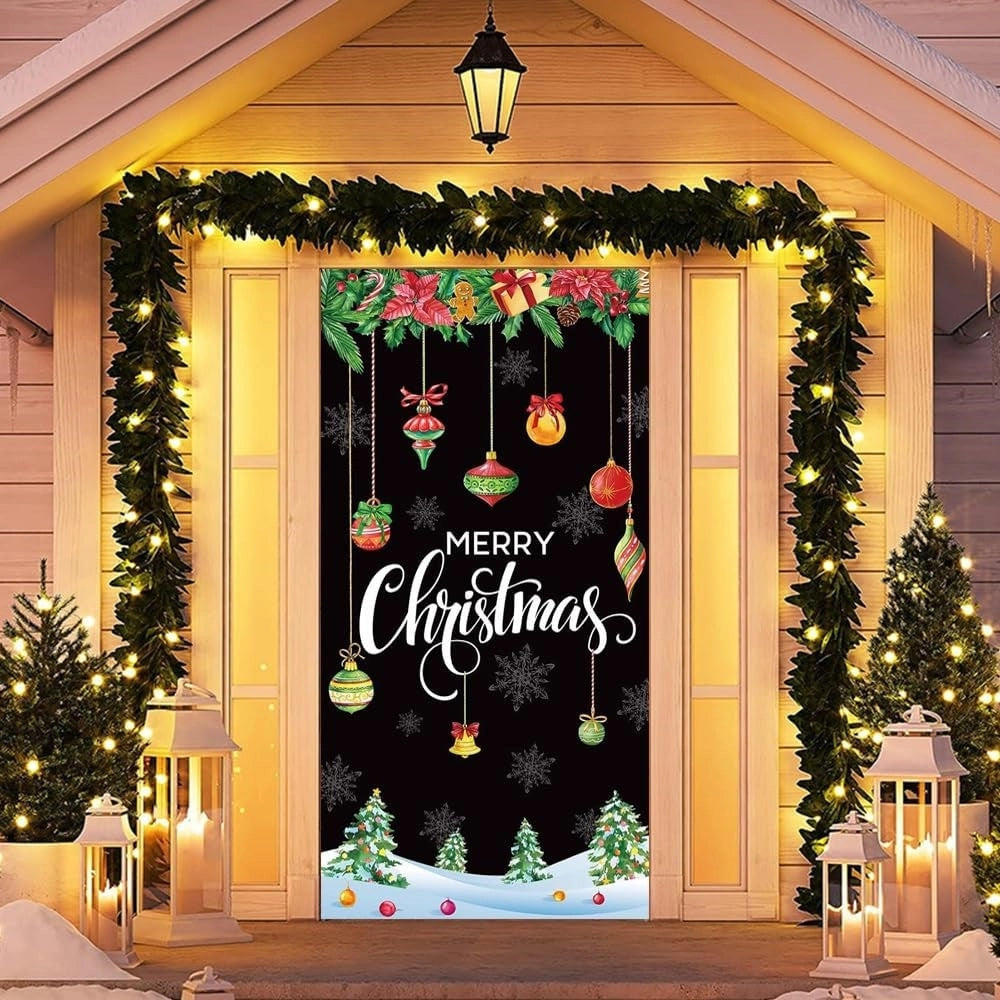 Trade Shop - Copri Porta Natalizio Con Elastico Decorazioni Sfondi Addobbi Natale 90x210 Cm -