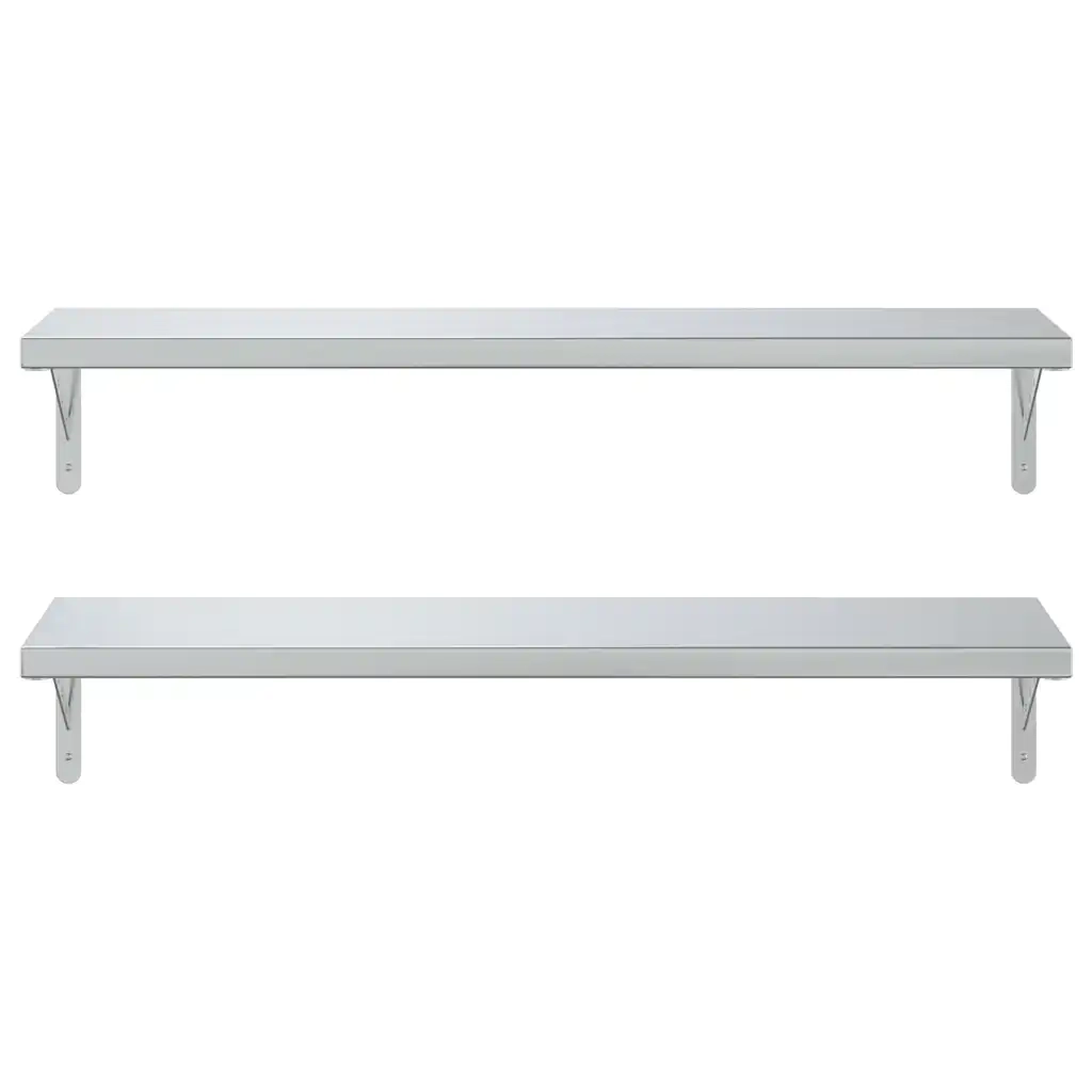 Mensole a Muro 2 pz 100x30 cm Argento in Acciaio Inossidabile 3214503