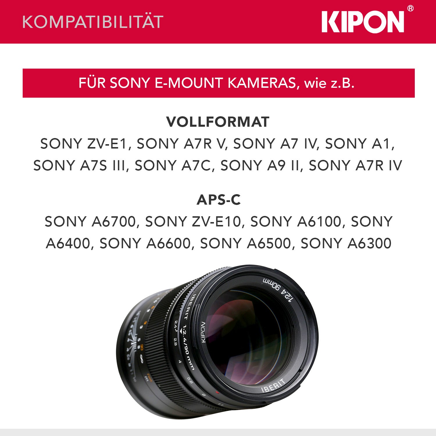 Kipon 90 mm / F2,4 per Iberit su Sony E