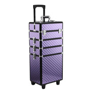 TROLLEY PER MAKE UP PROFESSIONALE IN ALLUMINIO VIOLA CON VALIGETTA REMOVIBILE