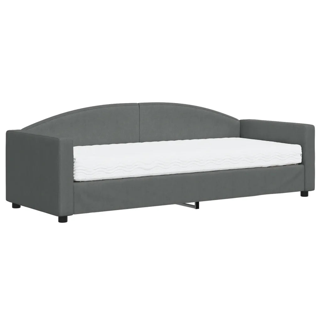 Divano letto | Sof¨¤ letto | Letto singolo con Materasso Grigio Scuro 80x200 cm in Tessuto