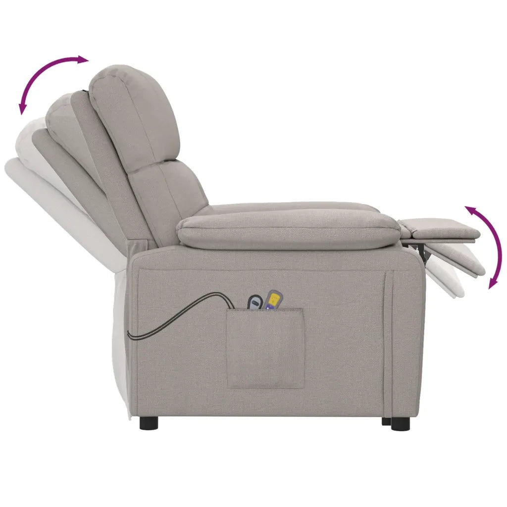 Poltrona Massaggiante | Sedia Relax Elettrica Tortora in Tessuto