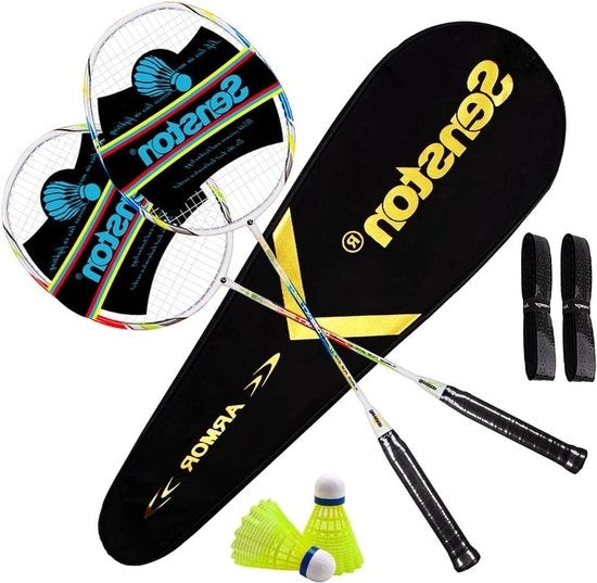 Impianto di badminton professionale - racchetta di badminton in carbonio - leggera - allenamento e intrattenimento con tasca di stoccaggio