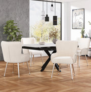 Set di 4 sedie imbottite con braccioli e supporto lombare in velluto beige