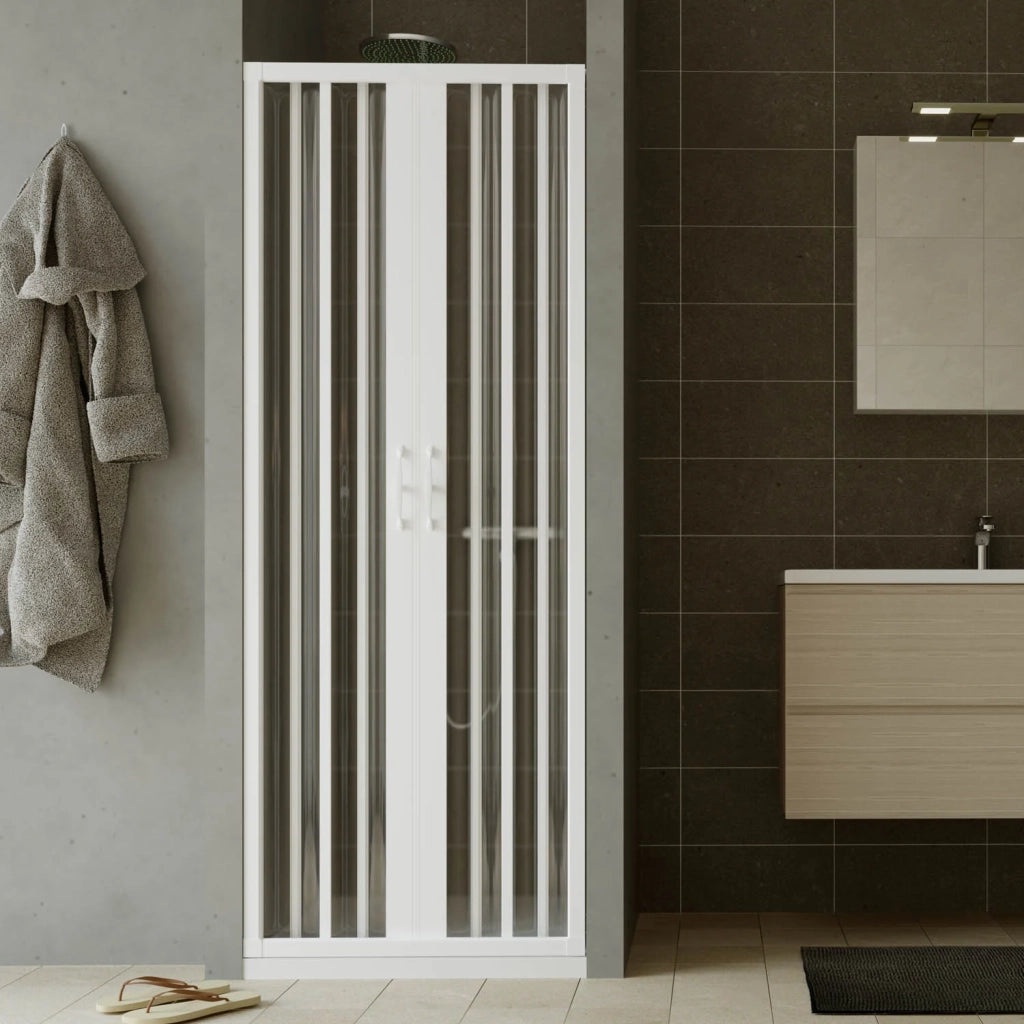 Porta doccia a soffietto in PVC 150 cm H 185 mod. Giglio con apertura centrale