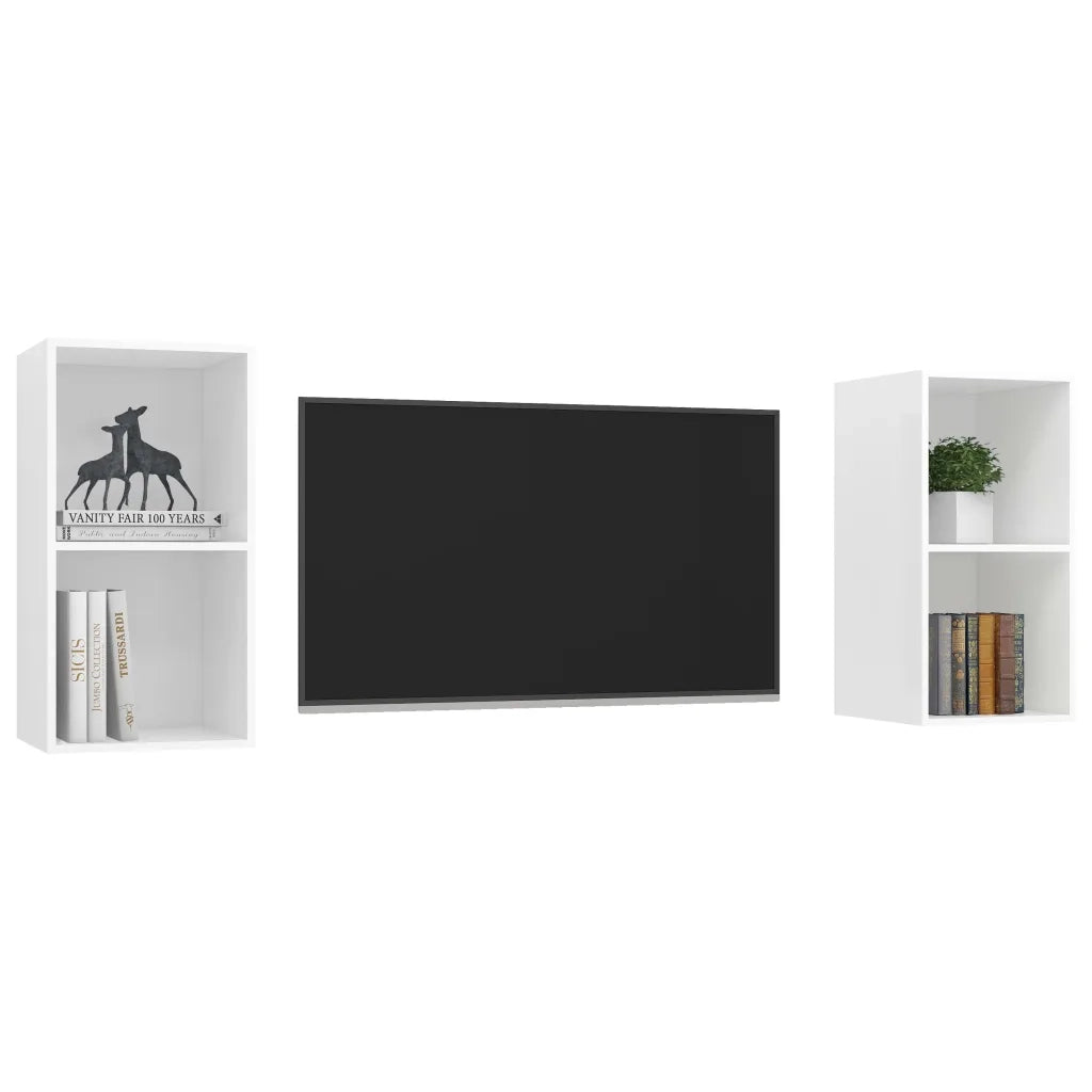 Mobili TV a Parete 2 pz-Set di 2 Credenza per TV sospesa Bianchi in Legno Multistrato