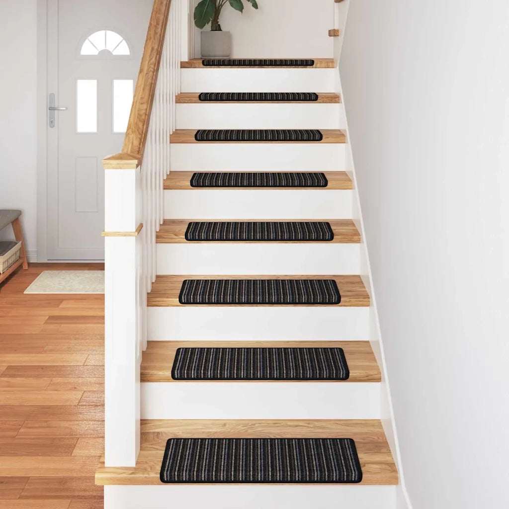 Tappetini per scale autoadesivi 15 pcs Antracite 65 x 21 x 4 cm