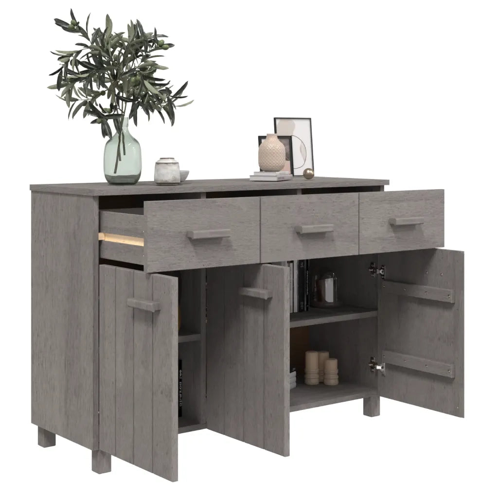 Credenza HAMAR Grigio Chiaro 113x40x80cm Legno Massello di Pino