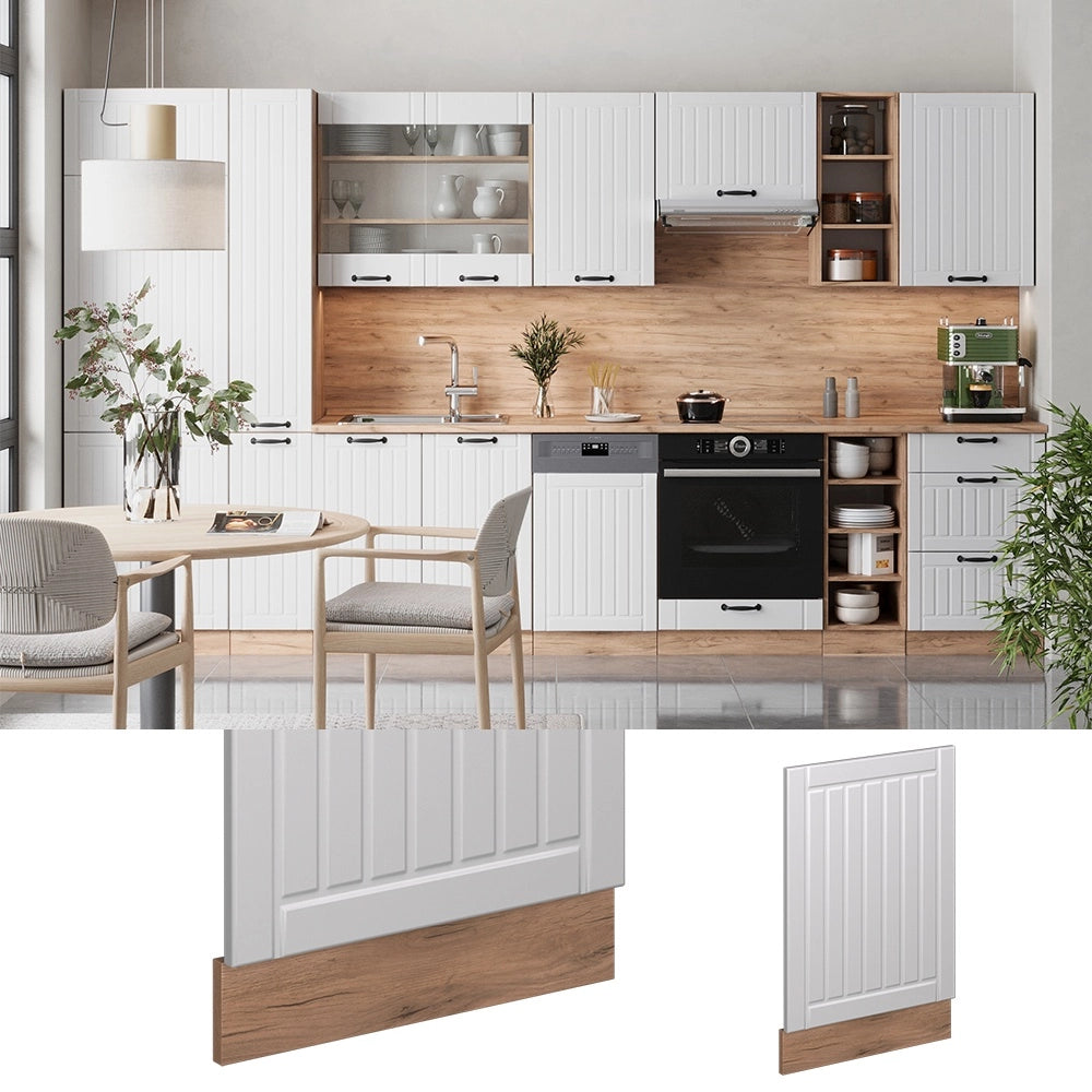 Pannello frontale Fame-Line Bianco rustico/Rovere dorato 45 cm senza piano di lavoro Vicco