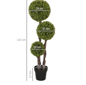 Buchsbaum artificiale 115 cm con vaso, pianta decorativa per interni ed esterni