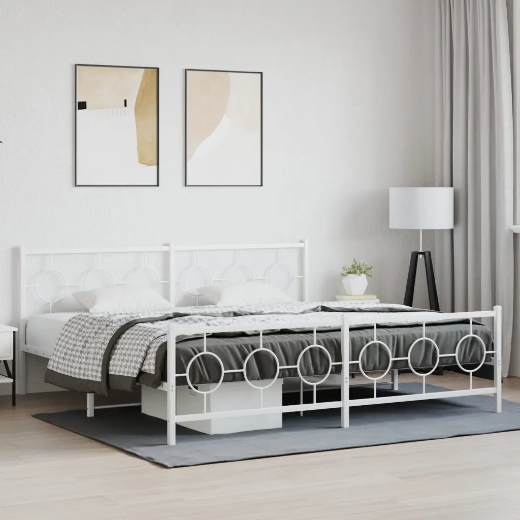 Giroletto con Testiera e Pediera Metallo Bianco 200x200 cm