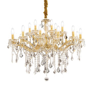 Lampadario Classico Florian Metallo-Cristallo Oro 18 Luci E14